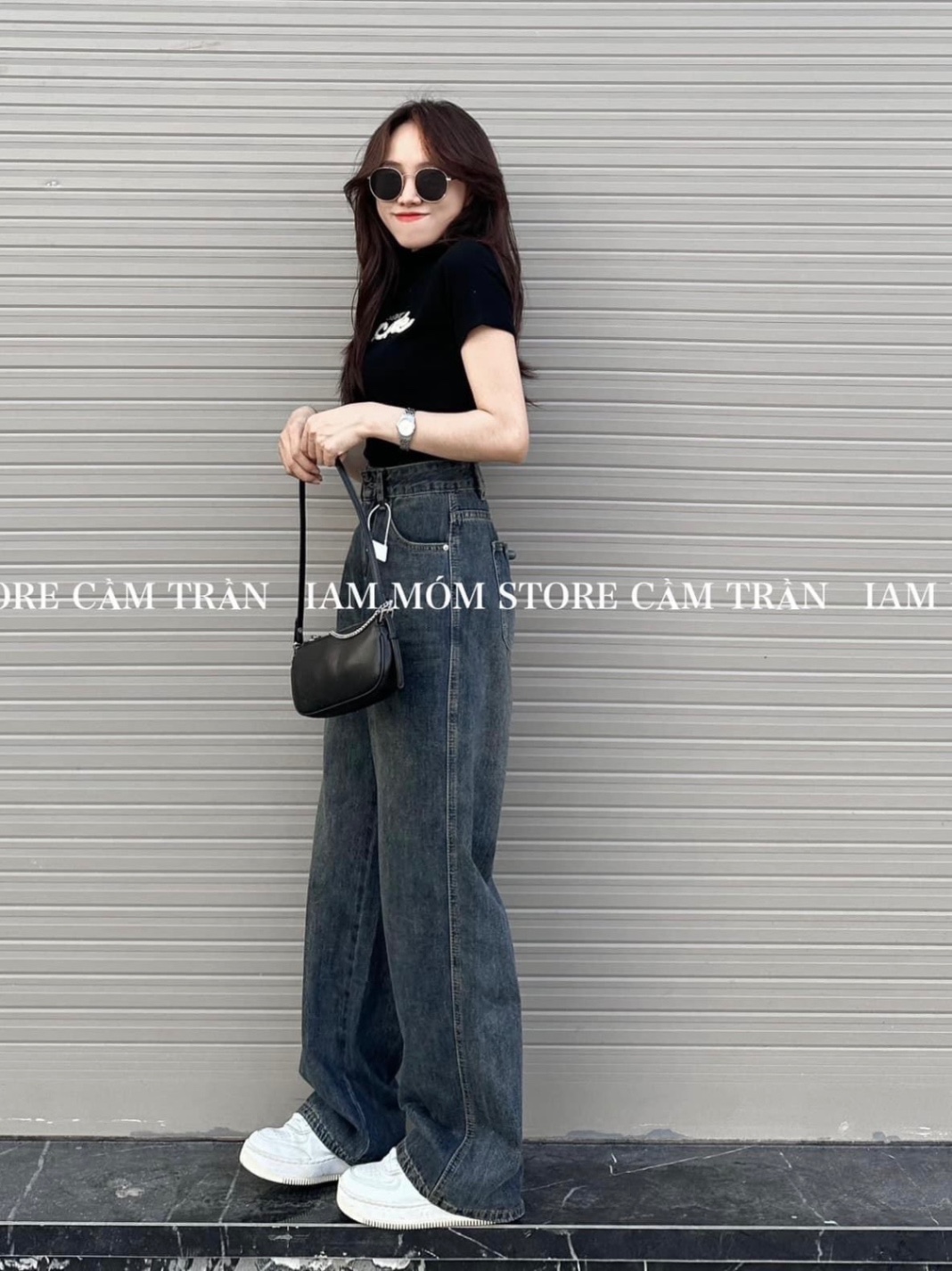 Quần Jean suông xanh tag Celine