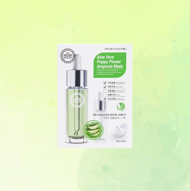 Mặt nạ dưỡng trắng da Lô Hội non NẠ (IHE NATURE BOOK ALOE VERA POPPY AMPOULE MASK)