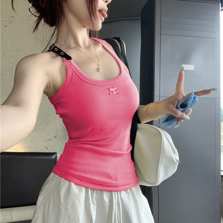 1068- Áo hai dây ba lỗ nữ thiết kế cổ chữ U phối