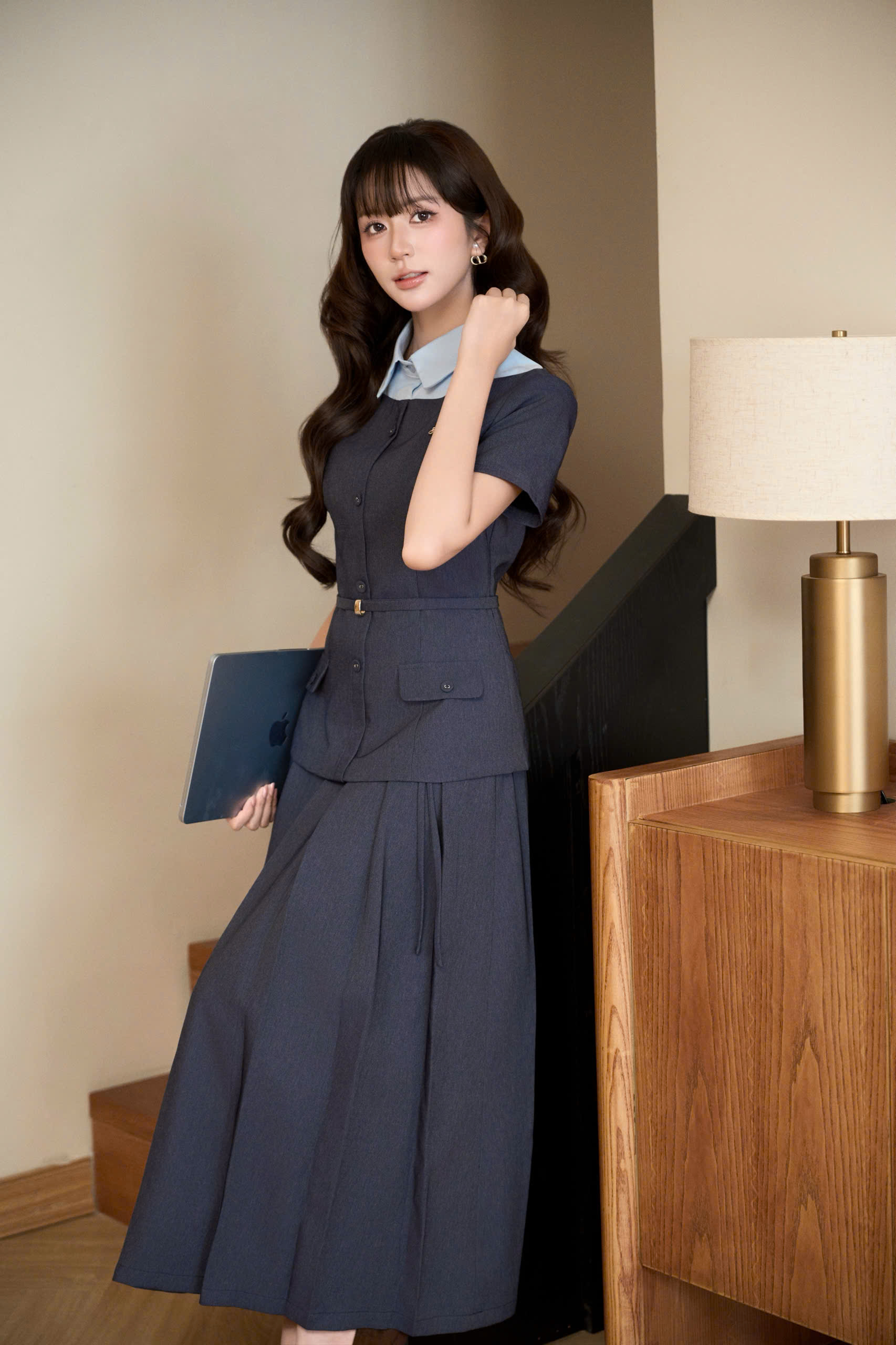 Chân váy nữ Germe VVNH062601 Neyni Skirt xếp li,buộc đai eo HC26B08(Y)