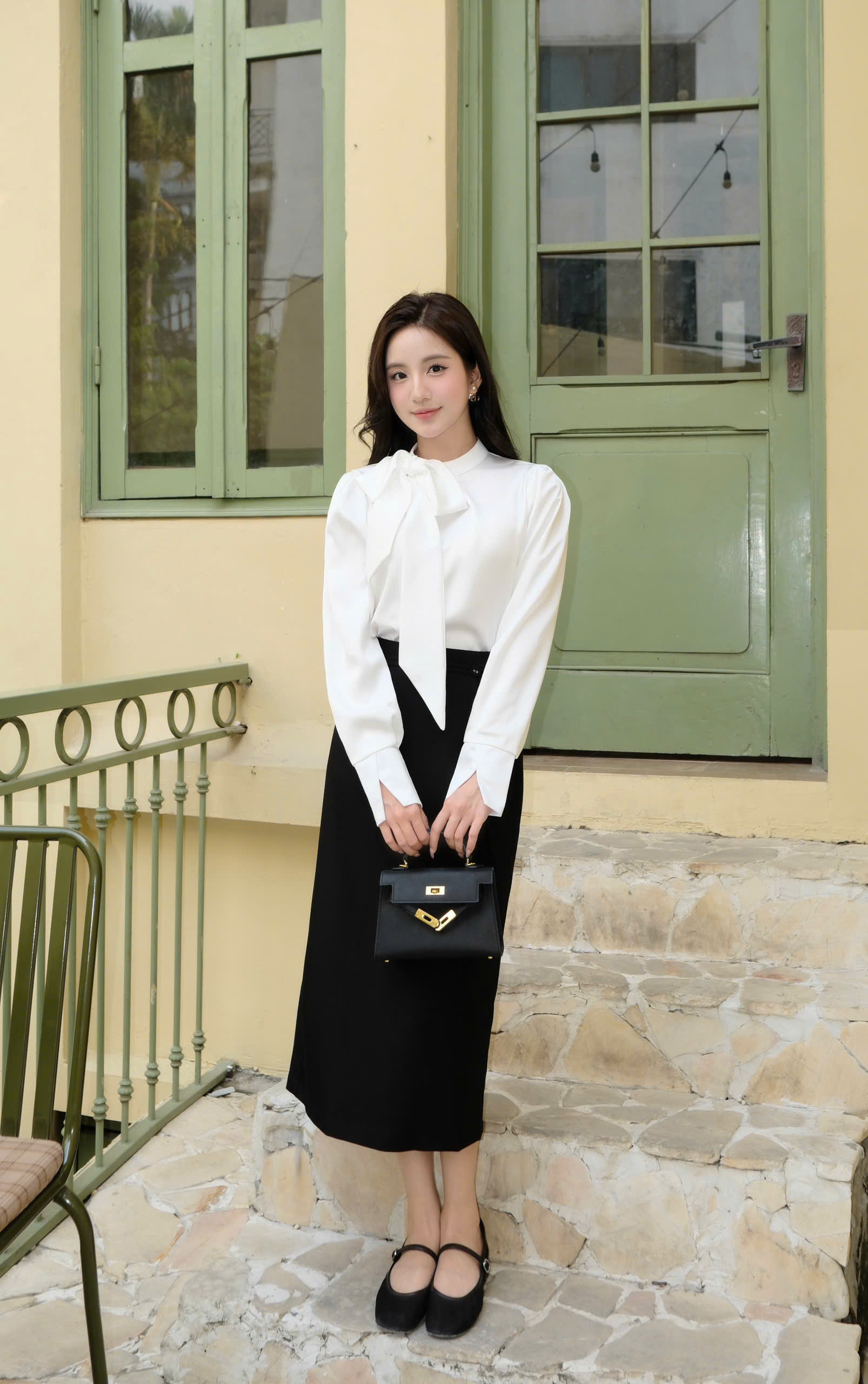 Chân váy nữ Germe VVNT042601 Lysa Skirt dáng dài,không cạp dây đai eo đính cúc TT26V63(Y)