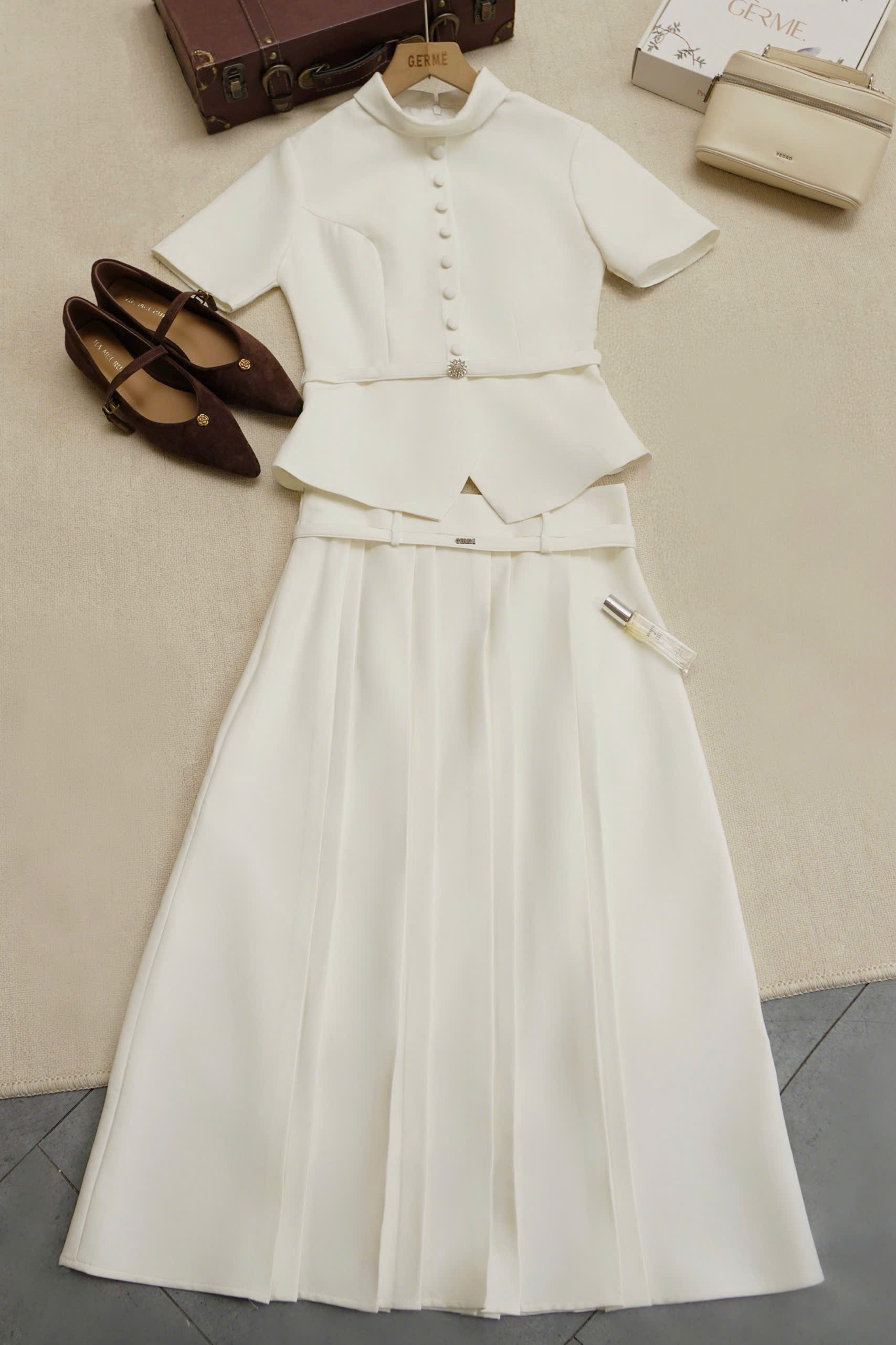 Chân váy nữ Germe VVNT062604 May Skirt xếp ly,xòe nhẹ TB26B25(Y)