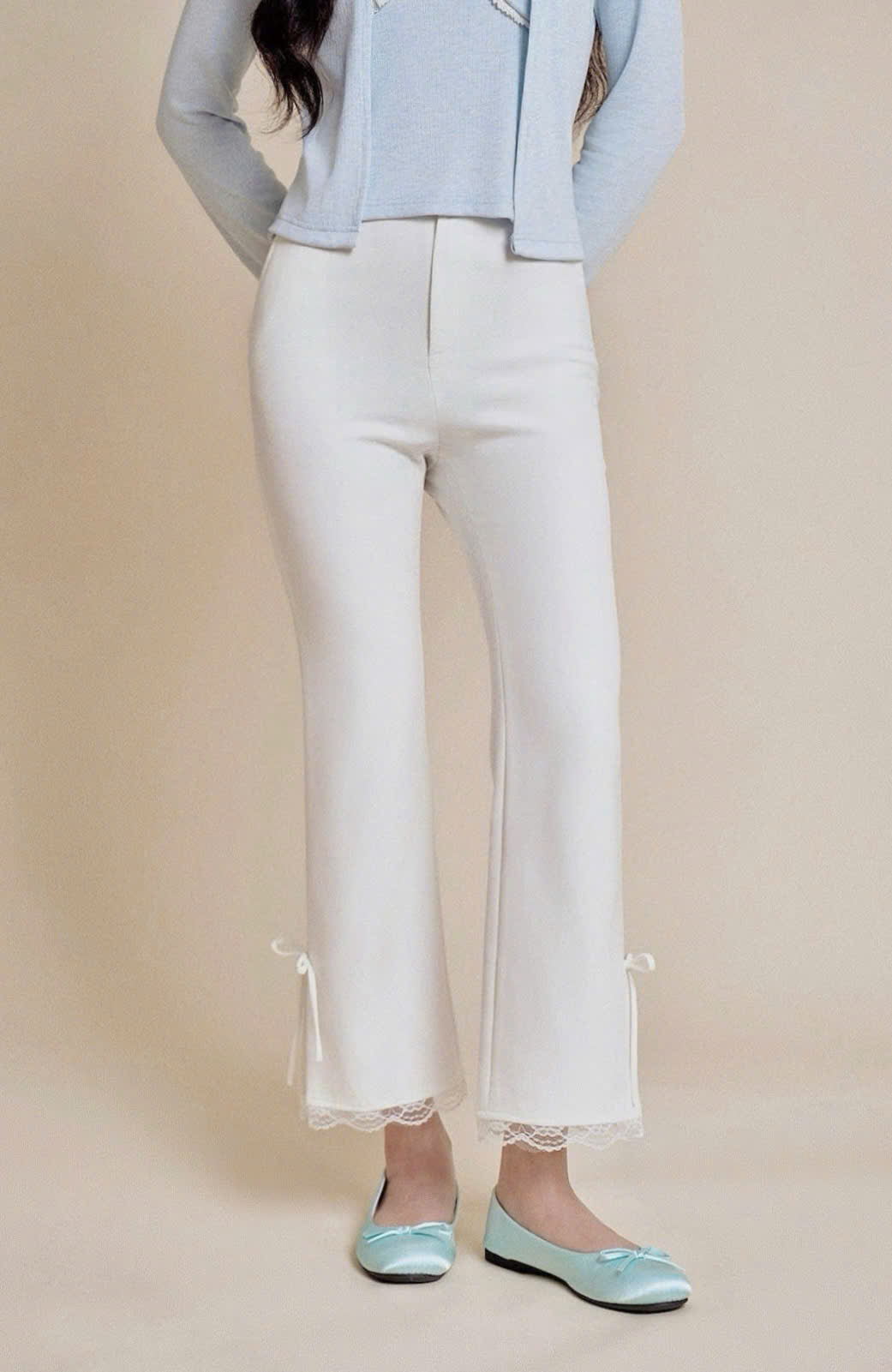 Quần nữ Germe QVNT082601 Vilan Pants ống loe,xẻ gấu và phối ren TC26Q05(Y)