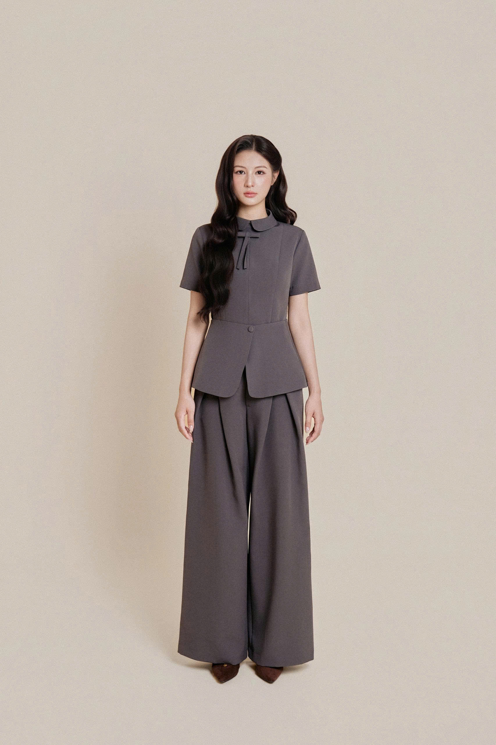 Quần nữ Germe QVNT082602 Helian Pants ly chồng,dáng suông rộng TB26Q51(Y)