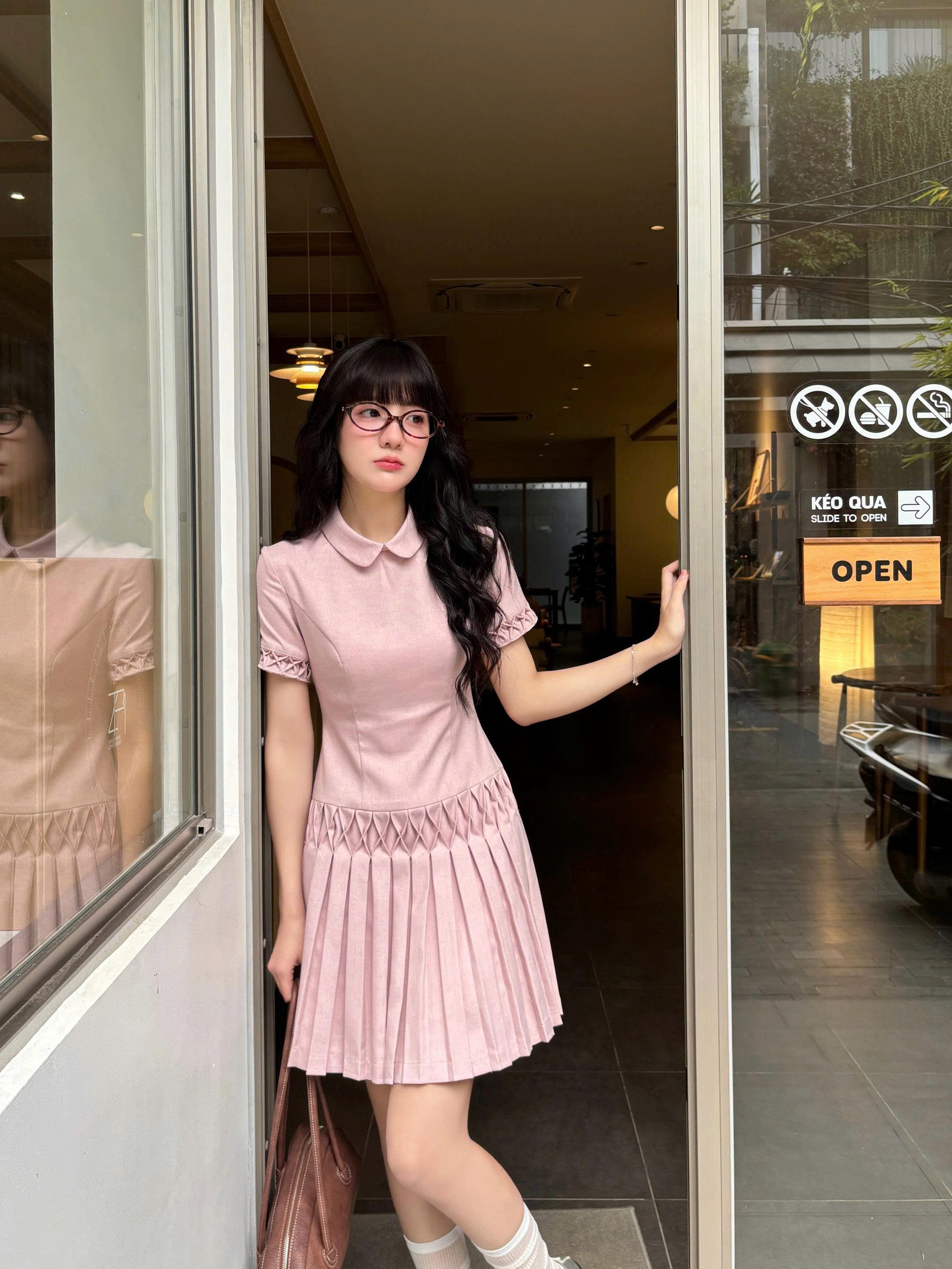 Váy nữ Germe VVNH042602 Silla Dress smoking thủ công ở dấu tay và thân váy,gấu váy xếp li nhỏ HC26V06(Y)