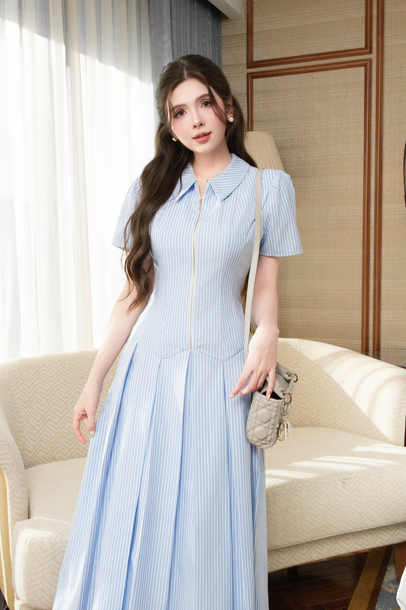 Váy nữ Germe VVNH052606 Lavy Dress dáng xòe,phối khóa kéo HC26V29(Y)