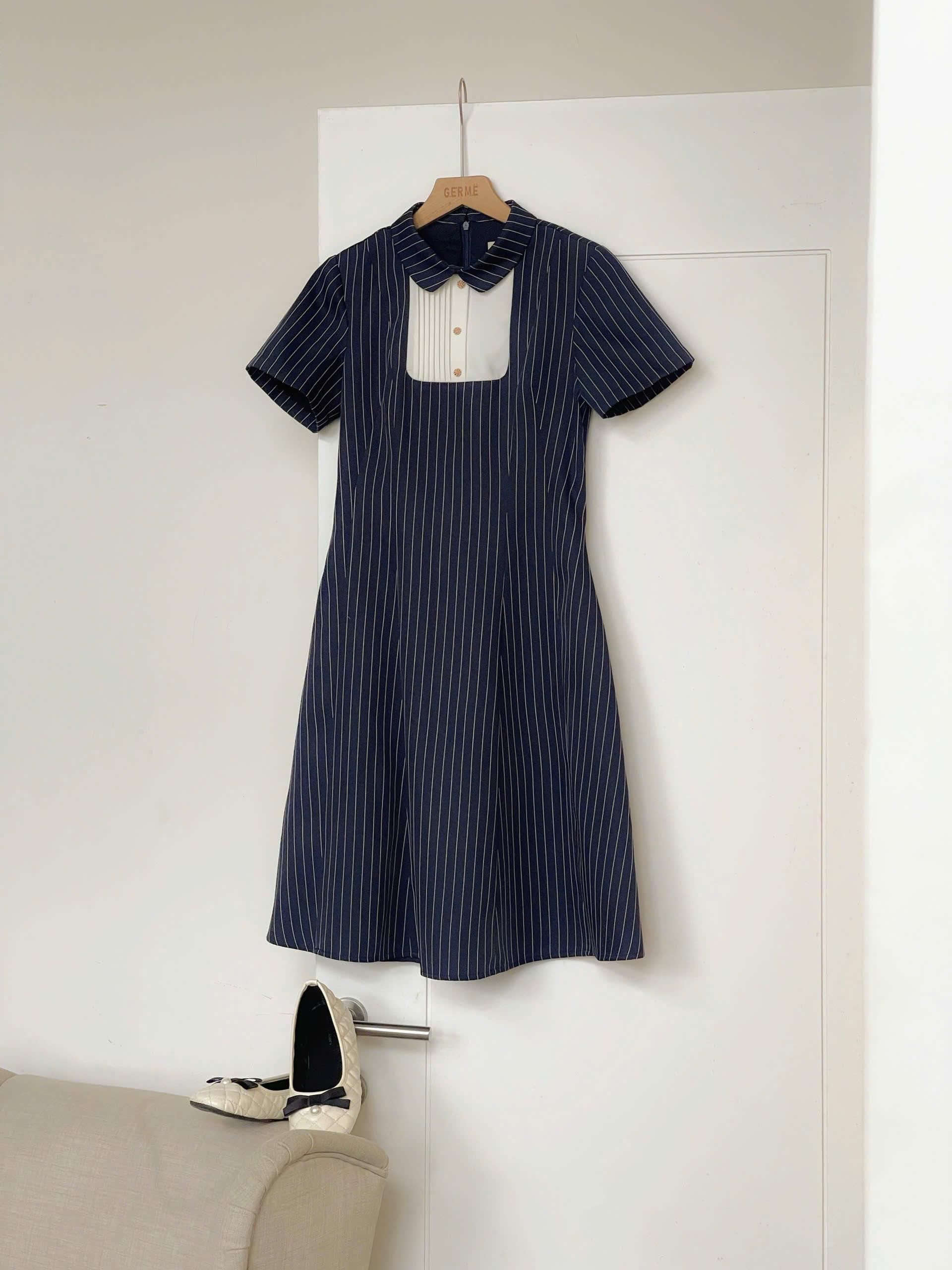 Váy nữ Germe VVNH062605 Kenny Dress dáng ngắn,ngực phối trắng giả sơ mi HB26V23(Y)