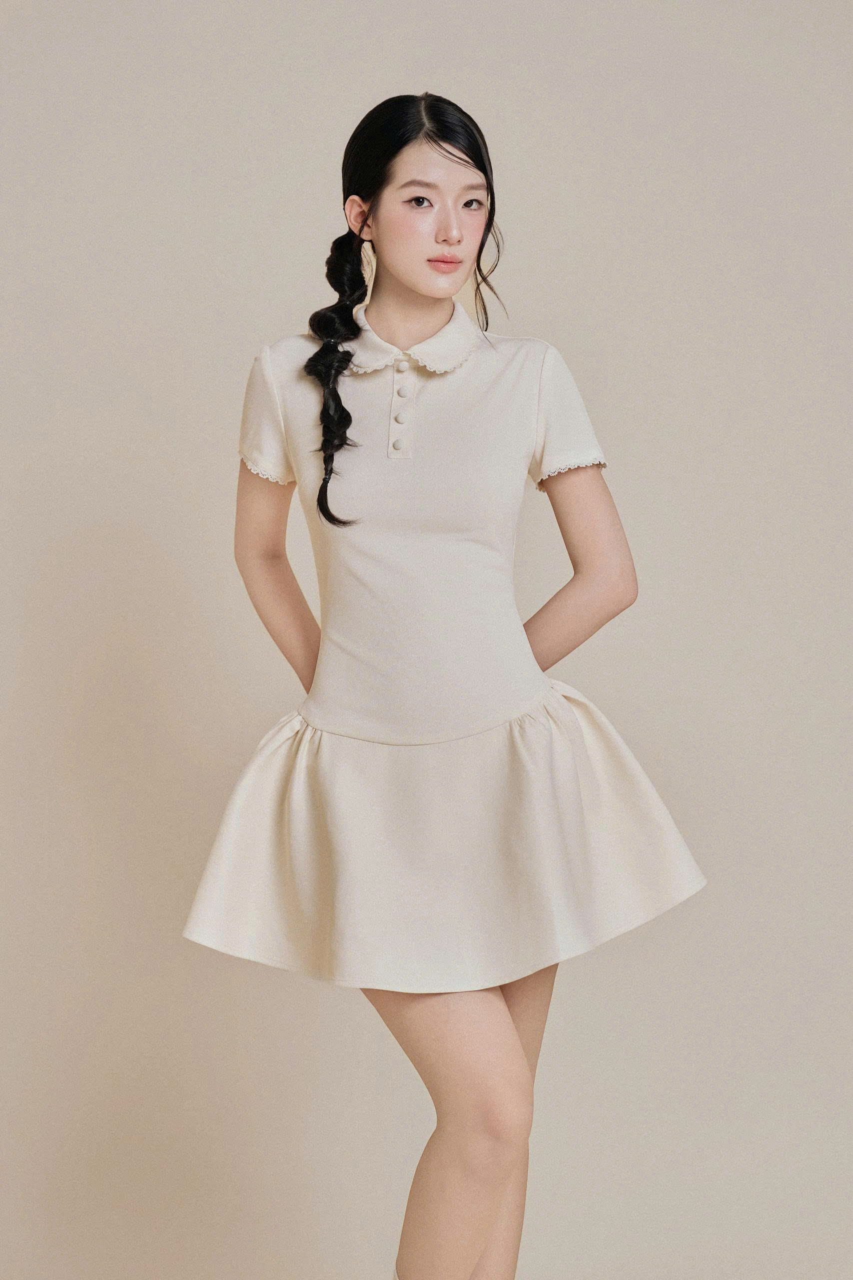 Váy nữ Germe VVNH082604 Danisa Dress dáng ngắn,phối ren tay và cổ HC26V49(Y)