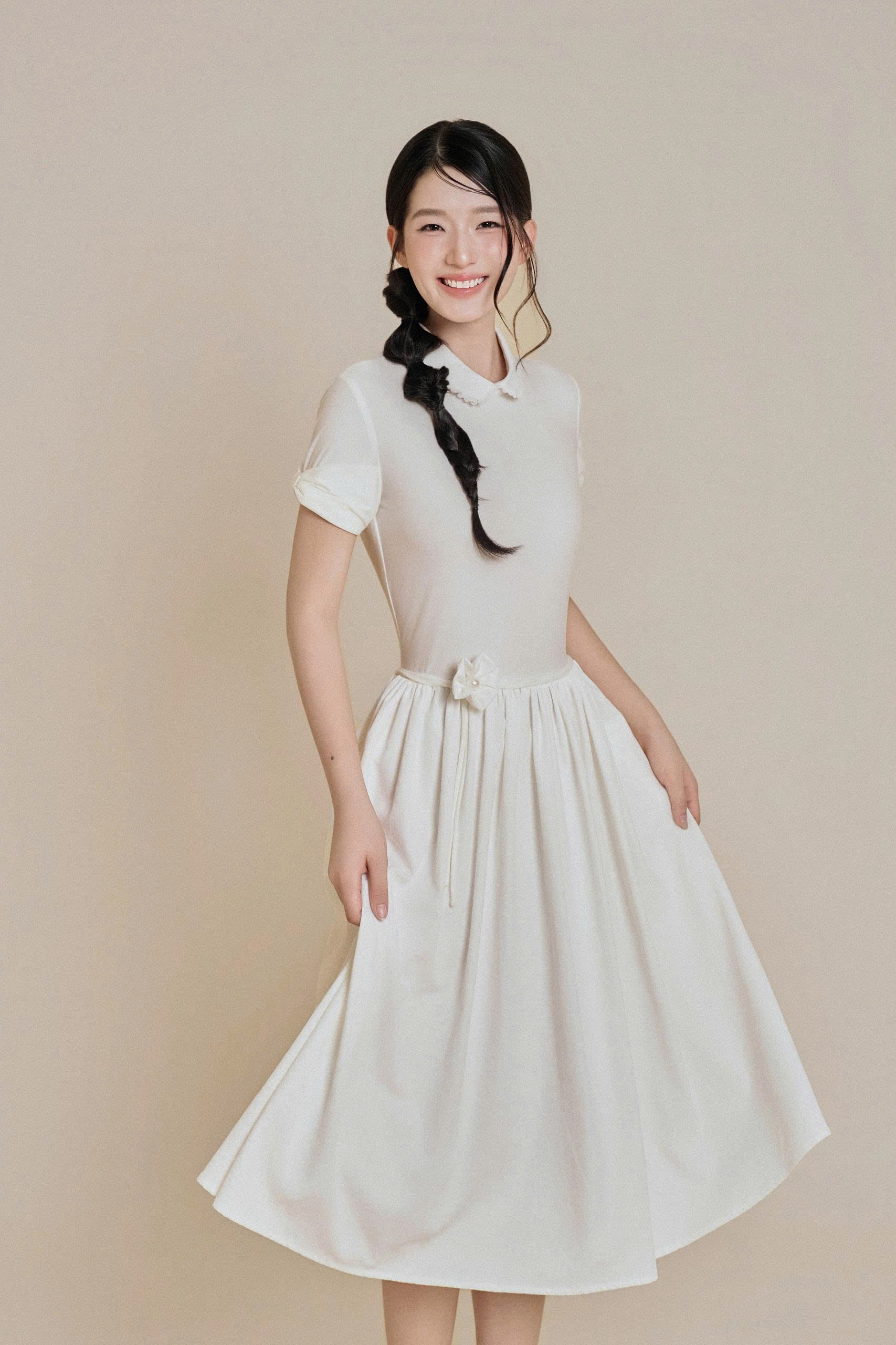 Váy nữ Germe VVNH082608 Soda Dress dáng ôm,đính logo ngực,phối ren cổ HB26V44(Y)