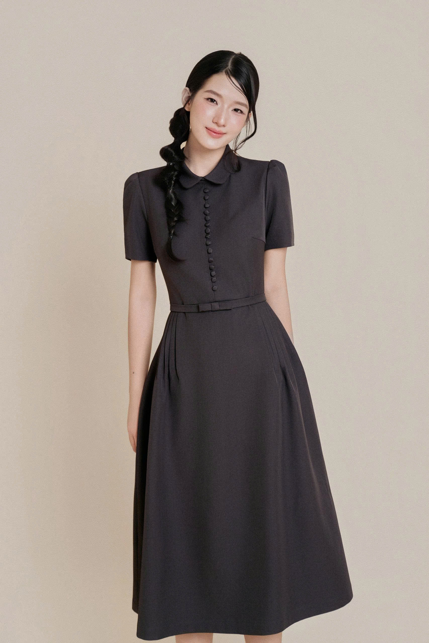 Váy nữ Germe VVNH092601 Hami Dress dáng dài,cổ sen,xếp li HB26V49(Y)