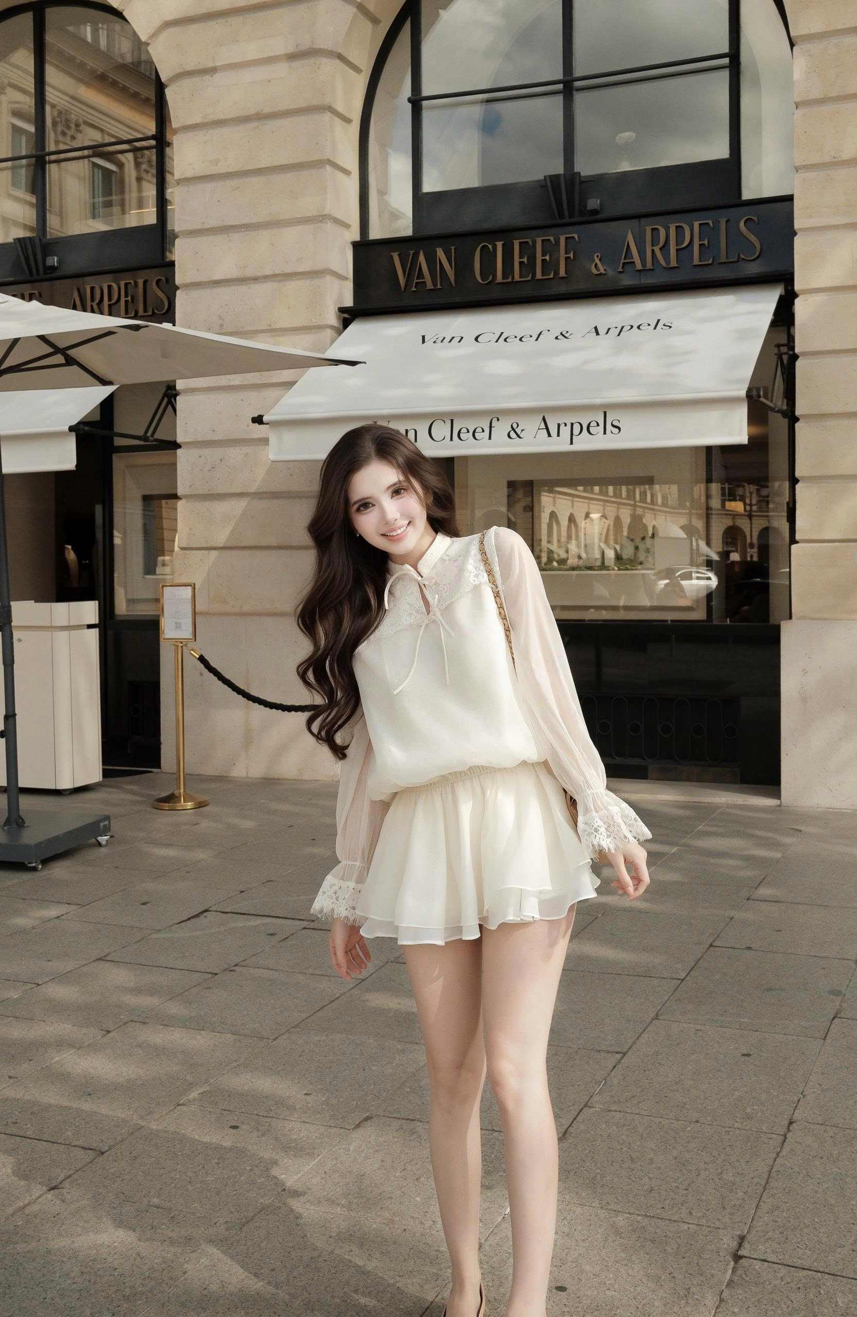 Váy nữ Germe VVNH102602 Charmy Dress cổ tàu thắt nơ,chất liệu tơ,chun eo,đáp ren ngực HC26V62(Y)
