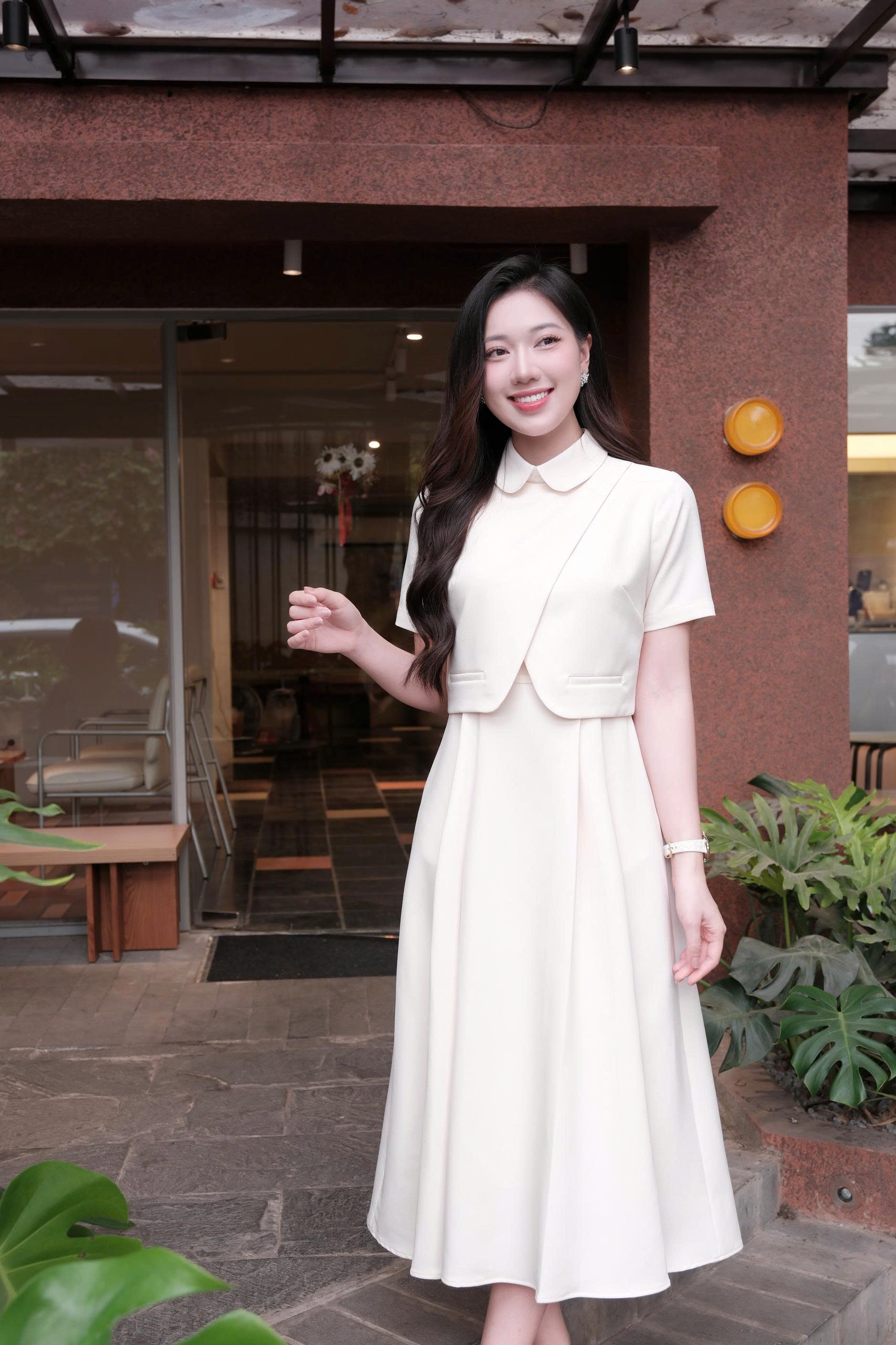 Váy nữ Germe VVNT042604 Colly Dress giả set,dáng dài,cổ sen ,thân chéo vạt TC26V19(Y)