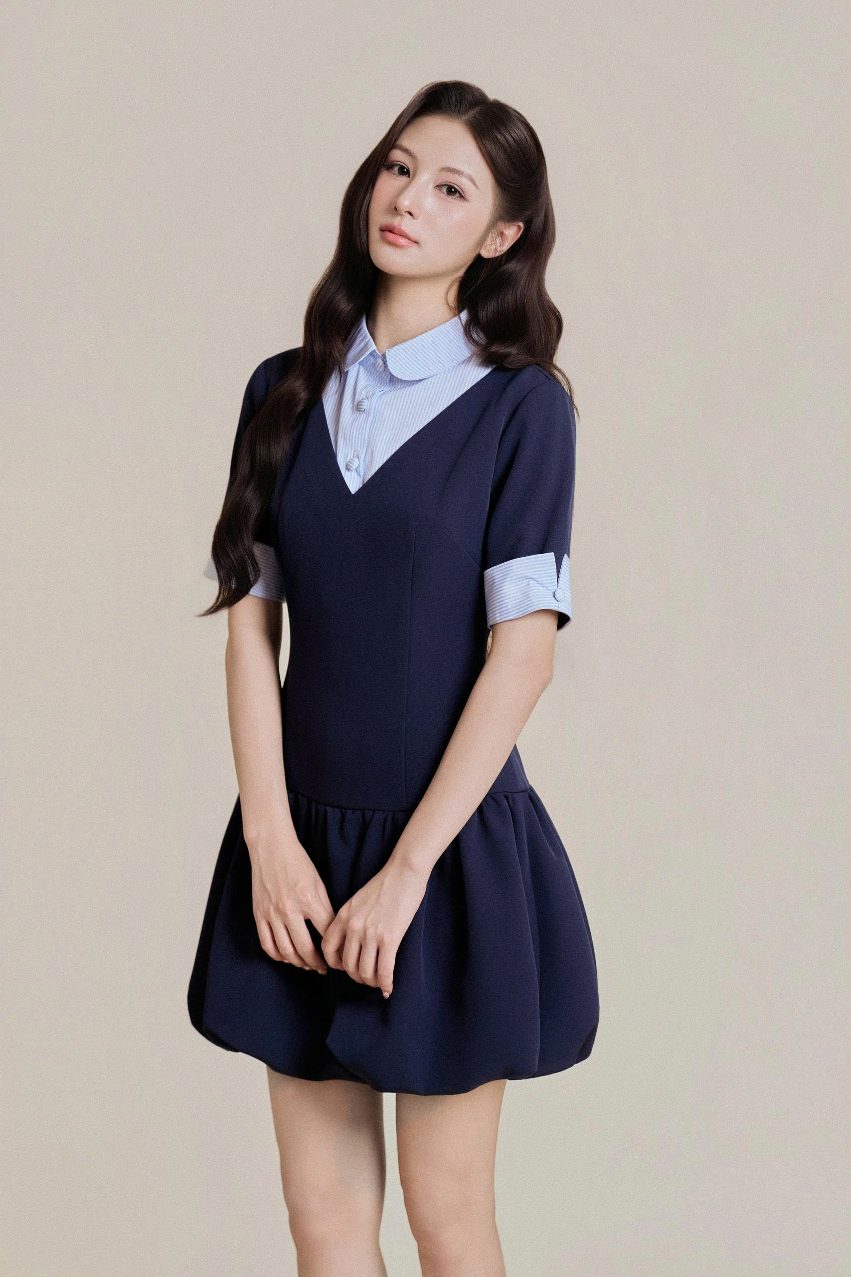 Váy nữ Germe VVNT082601 Haven Dress dáng ngắn,cổ phối sơ mi TC26V53(Y)