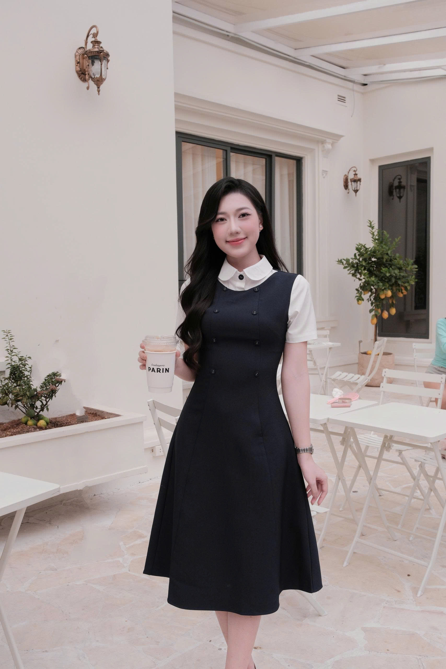 Váy nữ Germe VVNT092601 Dily Dress giả set,cổ phối somi trắng,dáng dài TC26V69(Y)