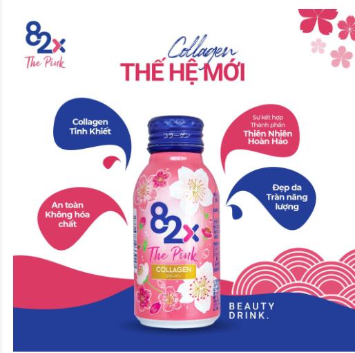 Nước Uống The Pink Collagen 82X Nhật Bản (Hộp 10 Chai 100ml)