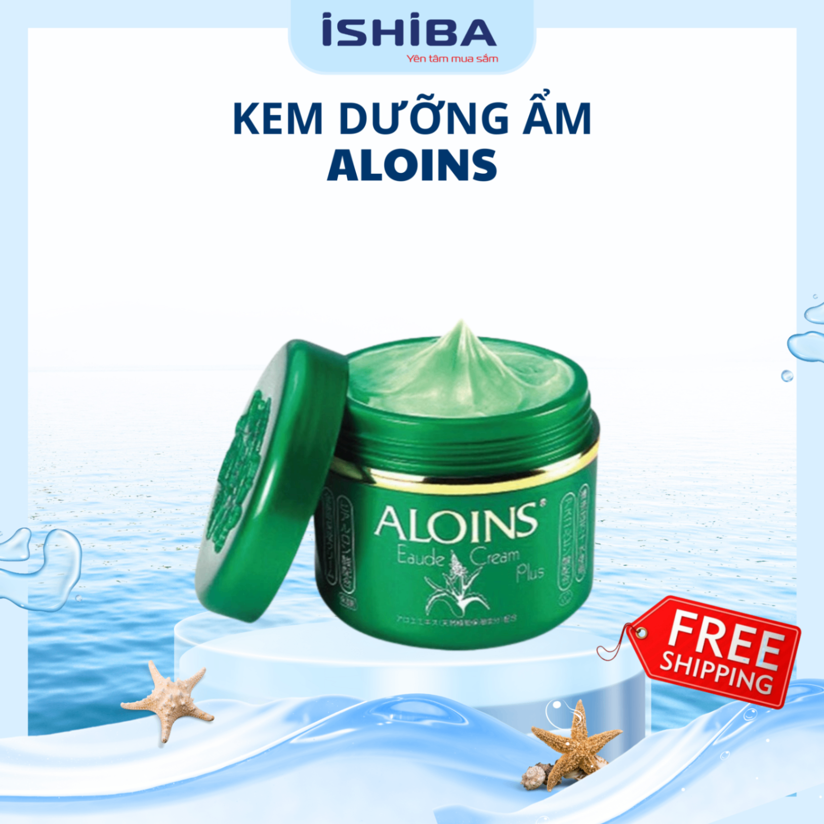 Kem lô hội nắp xanh Aloins Eaude Cream S 180g Nhật Bản (48/th)