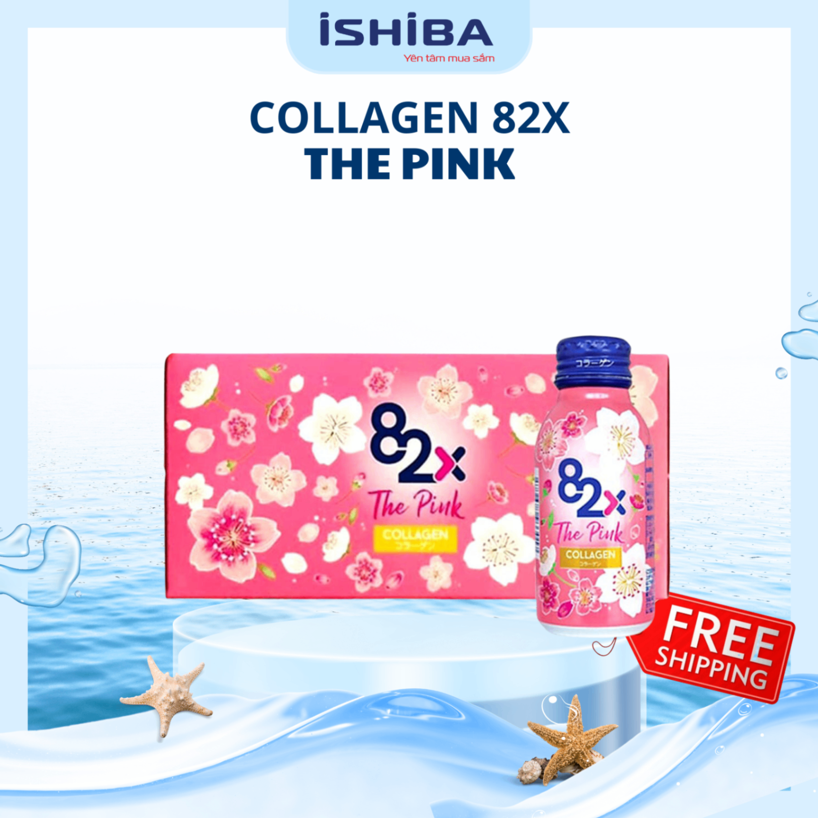 Nước Uống The Pink Collagen 82X Nhật Bản (Hộp 10 Chai 100ml)