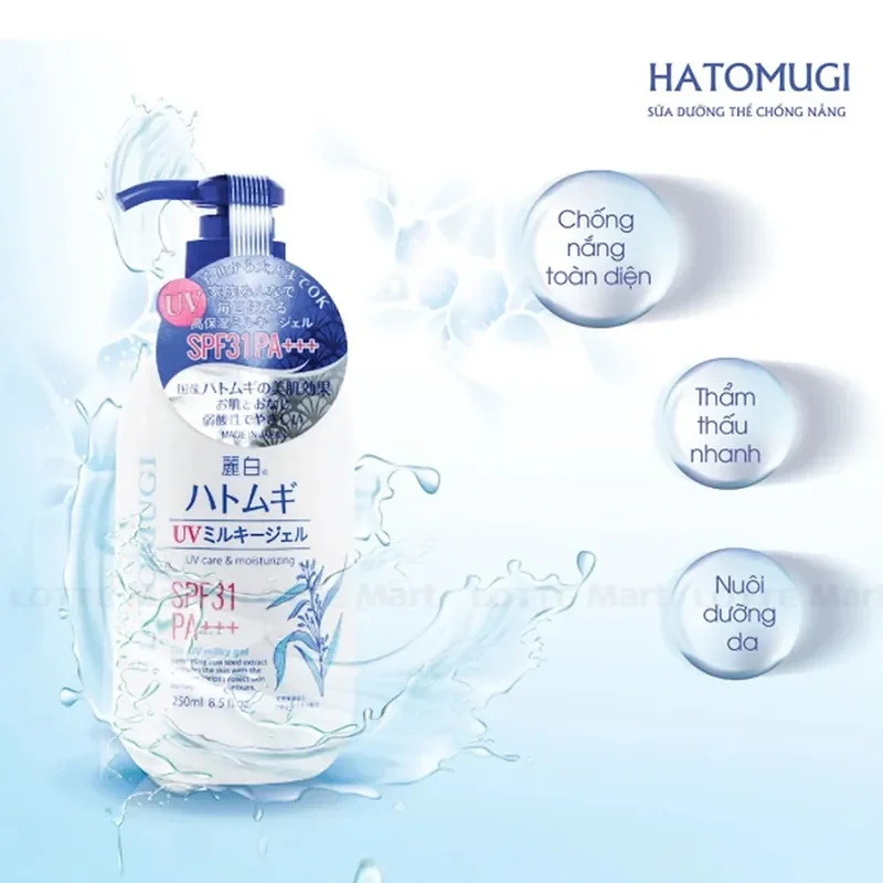 Sữa dưỡng thể chống nắng Hatomugi SPF31 PA+++ 250ml
