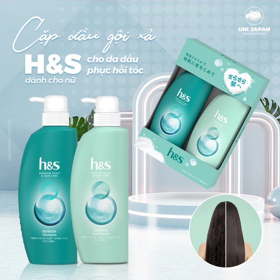 Bộ dầu gội xả H&S HS Nhật Bản 350ml + 350g hỗ trợ cải thiện gàu giảm ngứa phục hồi cấp ẩm