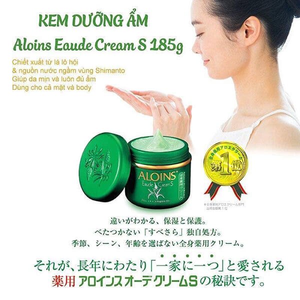 Kem lô hội nắp xanh Aloins Eaude Cream S 180g Nhật Bản (48/th)