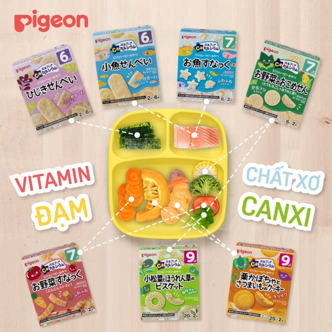 Bánh ăn dặm Pigeon Nhật Bản đủ vị cho bé từ 6 tháng