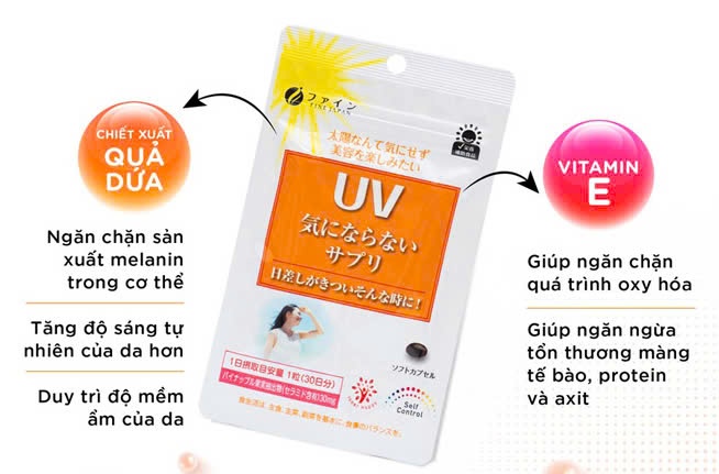 Viên uống chống nắng UV Fine Nhật Bản gói 30 viên (50/th) Date T3/26