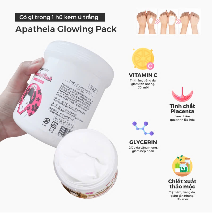 Kem Ủ trắng cô gái Nhật Apatheia Glowing pack (12/th)