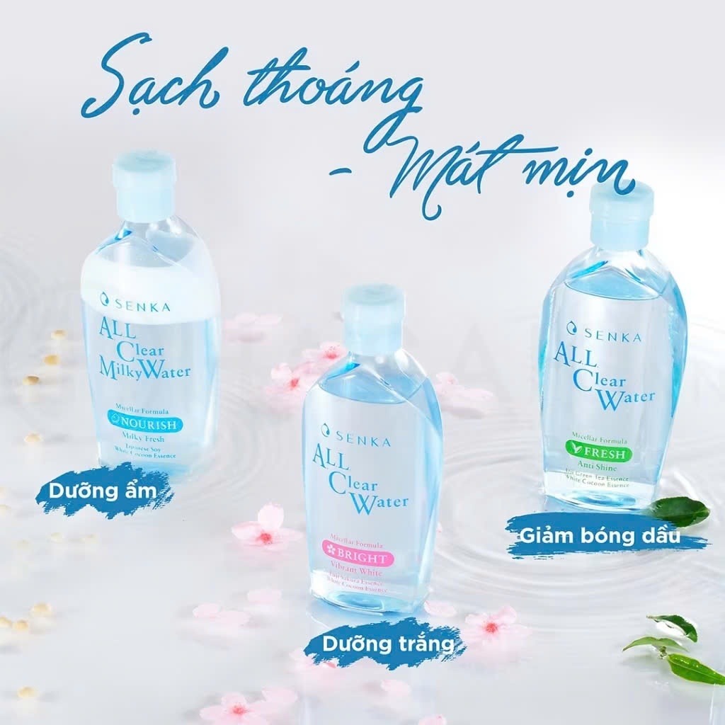 Nước Tẩy Trang Senka Sạch Sâu, Dưỡng Ẩm, Trắng Da, Ngừa Mụn - Senka All Clear Water Micellar 230ml Nhật Bản