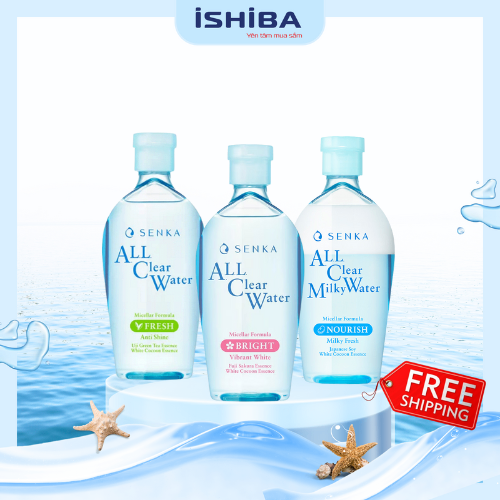 Nước Tẩy Trang Senka Sạch Sâu, Dưỡng Ẩm, Trắng Da, Ngừa Mụn - Senka All Clear Water Micellar 230ml Nhật Bản