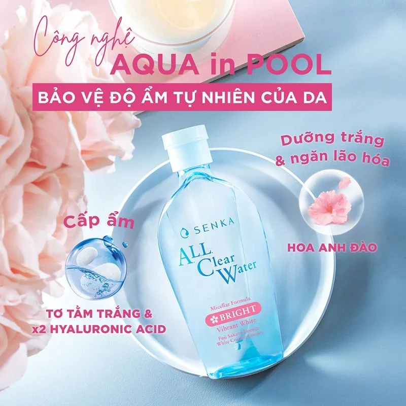 Nước Tẩy Trang Senka Sạch Sâu, Dưỡng Ẩm, Trắng Da, Ngừa Mụn - Senka All Clear Water Micellar 230ml Nhật Bản