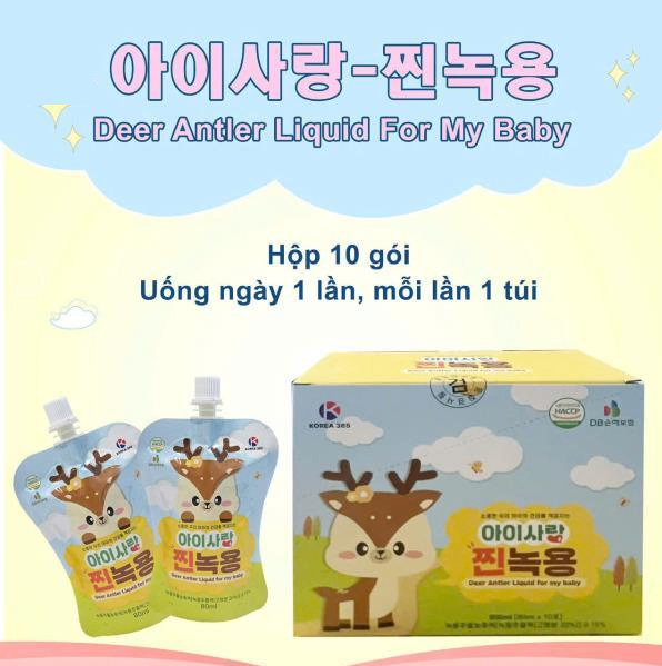Nước gạc nhung Hươu 365 baby Hàn Quốc (nguyên hộp 10 gói)