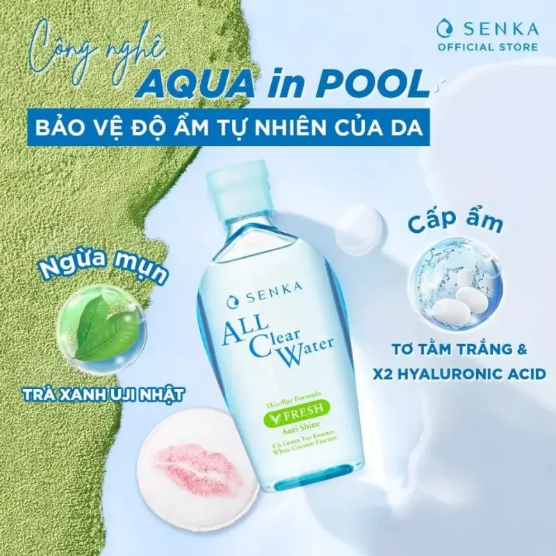 Nước Tẩy Trang Senka Sạch Sâu, Dưỡng Ẩm, Trắng Da, Ngừa Mụn - Senka All Clear Water Micellar 230ml Nhật Bản