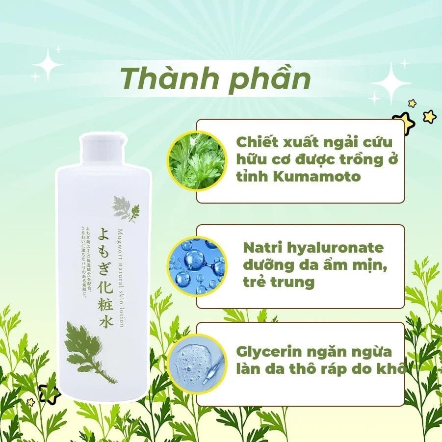 Nước hoa hồng Chiết Xuất Ngải Cứu Chinoshio Mugwort Skin Lotion 500ml