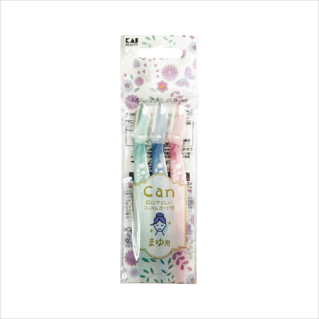 Dao Cạo Lông Mày KAI Lưỡi Đơn Thân Nhựa CBM-3P (3 Cây) Nhật Bản