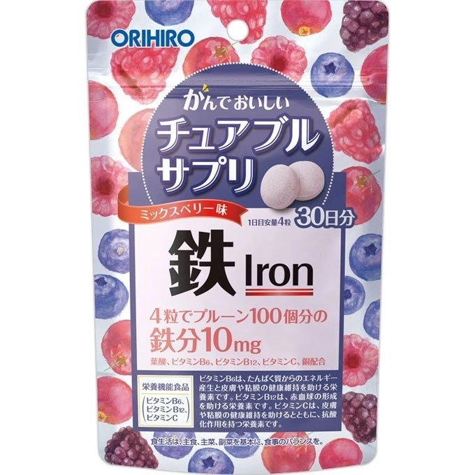 Viên uống Orihiro 120 viên Nhật Bản dạng túi (48/th) - Iron + Acid Folic T2/27