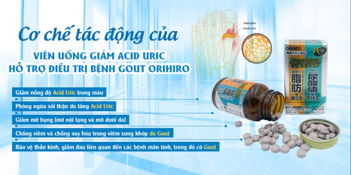 Viên uống giảm Acid Uric hỗ trợ Gout Orihiro 240 viên Nhật Bản