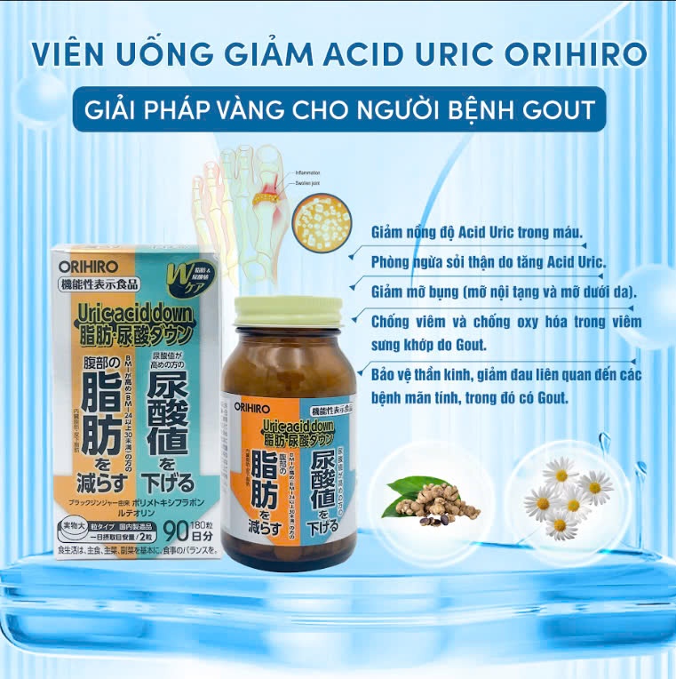 Viên uống giảm Acid Uric hỗ trợ Gout Orihiro 240 viên Nhật Bản