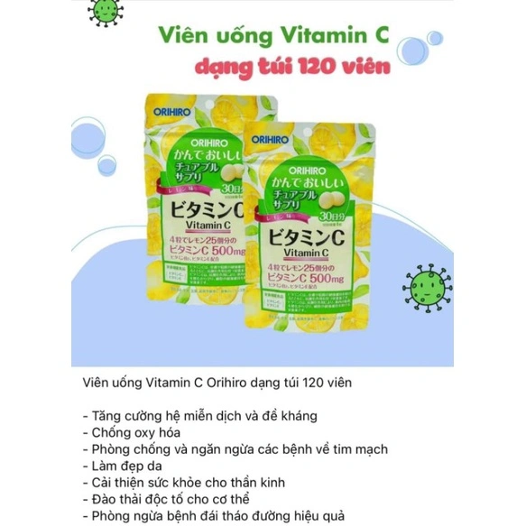 Viên uống Orihiro 120 viên Nhật Bản dạng túi (48/th) - Bổ sung Vitamin C T12/26