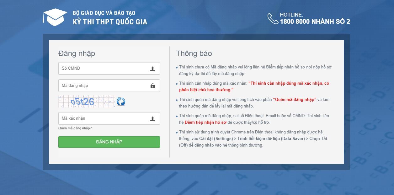 Tra cứu điểm thi thpt quốc gia 2019