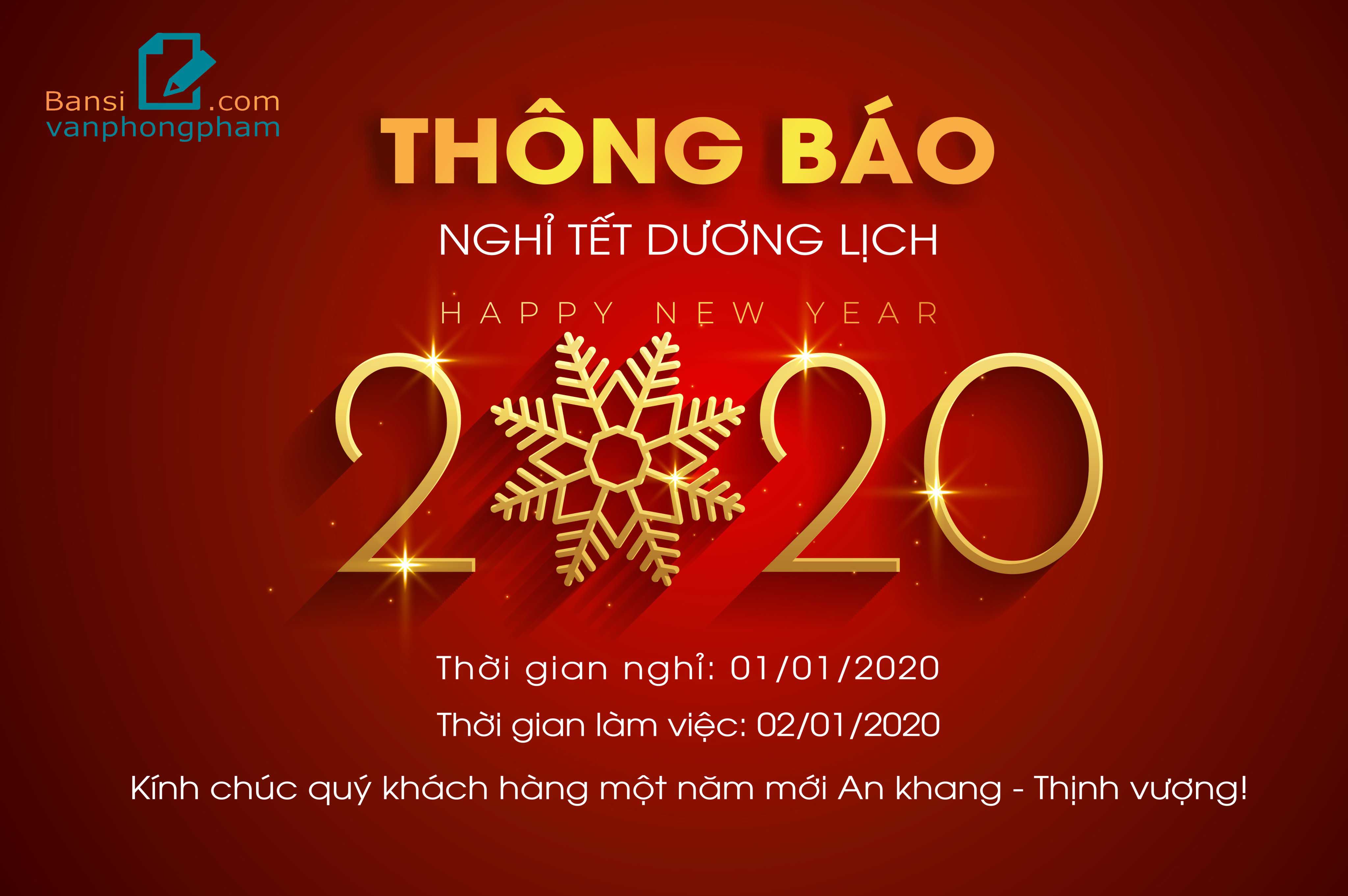 Thông báo nghỉ Tết Dương lịch 2020 tại Trung tâm Bán sỉ Văn phòng phẩm - Đồ dùng học tập Đà Nẵng