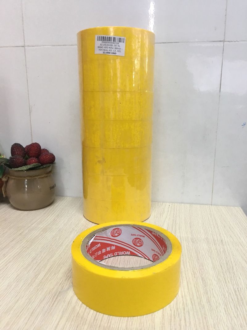 Băng Keo Màu 36mm - 70Y cây 8 cuộn - Vàng