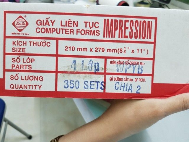 Giấy in liên tục Liên Sơn 4 liên A4 chia 2