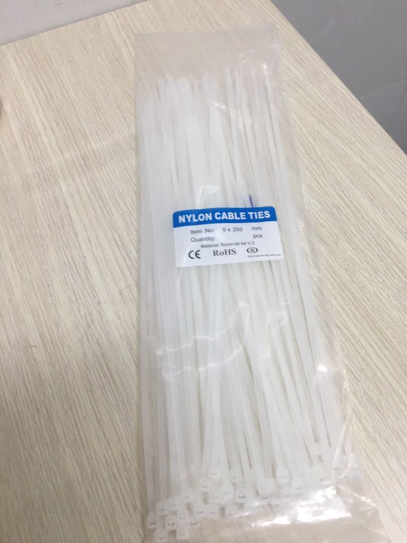 Dây rút nhựa trắng/đen 5x250mm (5li, dài 25cm) bịch 80 sợi
