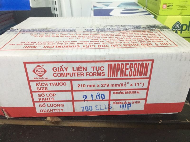 Giấy in liên tục Liên Sơn 2 liên A4 không chia