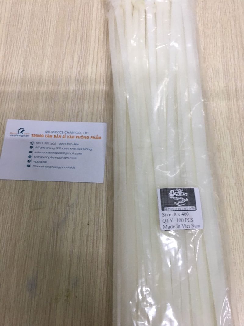 Dây rút nhựa trắng/đen 8x400mm ( 8li,dài 40cm) bịch 80 sợi