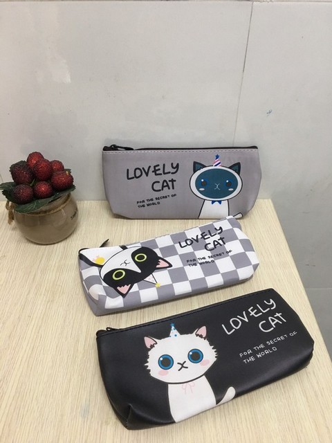 Túi đựng bút vải da Lovely Cat