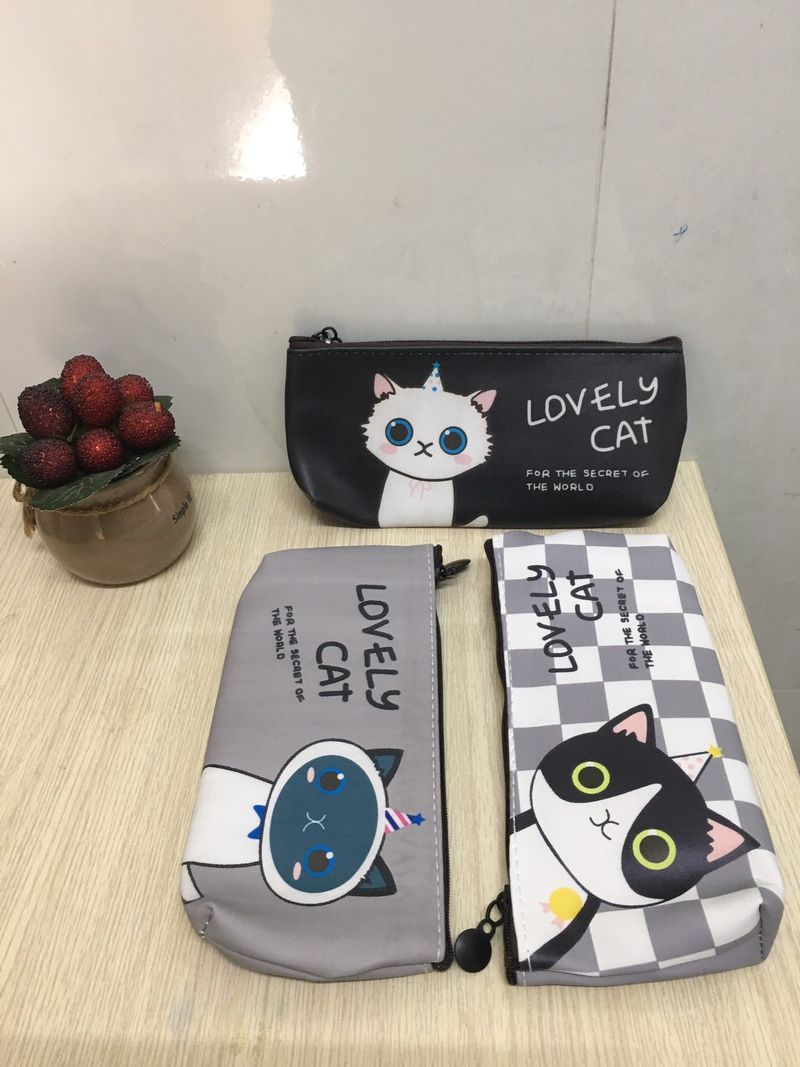 Túi đựng bút vải da Lovely Cat