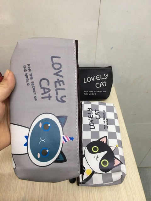 Túi đựng bút vải da Lovely Cat