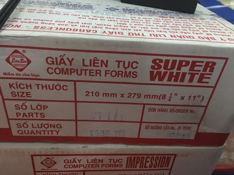 Giấy in liên tục Liên Sơn 1 liên A4 chia 2