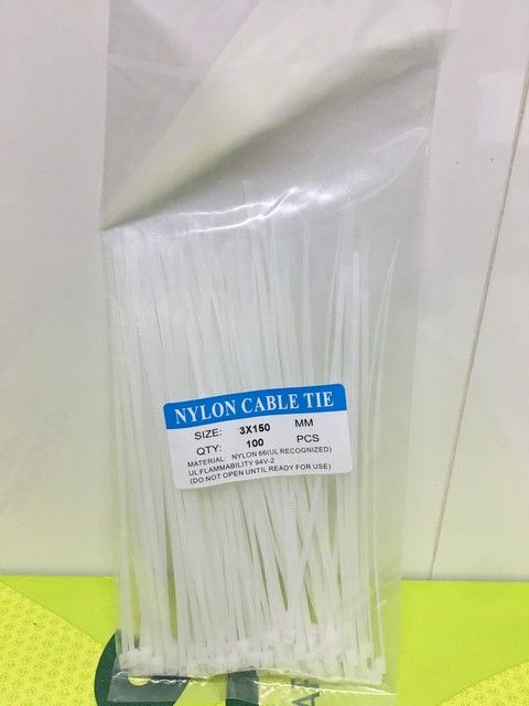 Dây rút nhựa trắng/đen 3x150mm (3li, dài 15cm) bịch 80 sợi